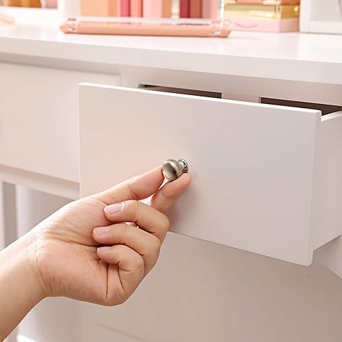 Miniatura 6 de VASAGLE Juego de tocador de maquillaje con espejo taburete acolchado para dormitorio 386 x 159 x 526 pulgadas color blanco