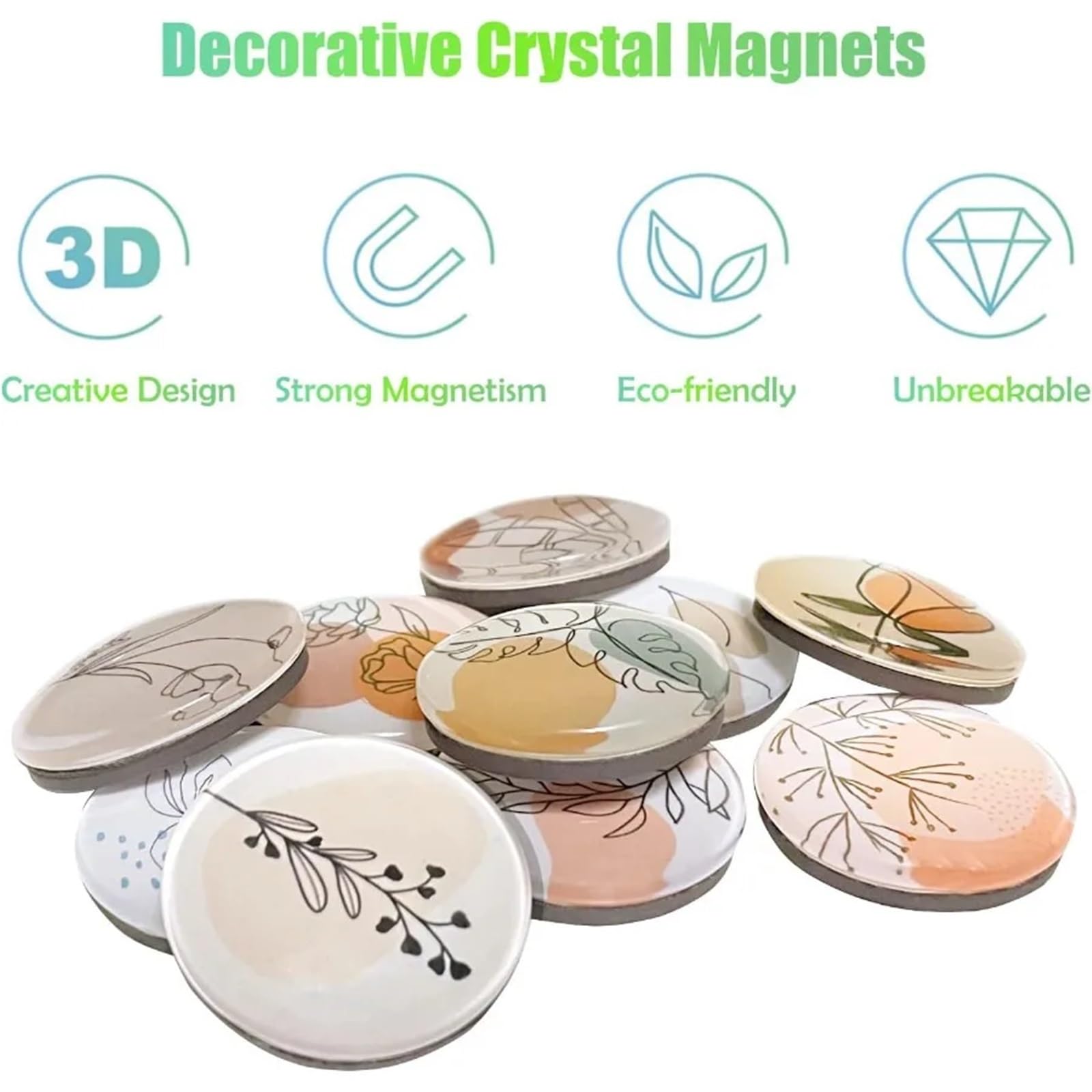 Magnete Kühlschrank 12 Stück Glas-Kühlschrankmagnete, Starke magnetische Kühlschrank-Strichzeichnung, Kristall-Tive for die Küche