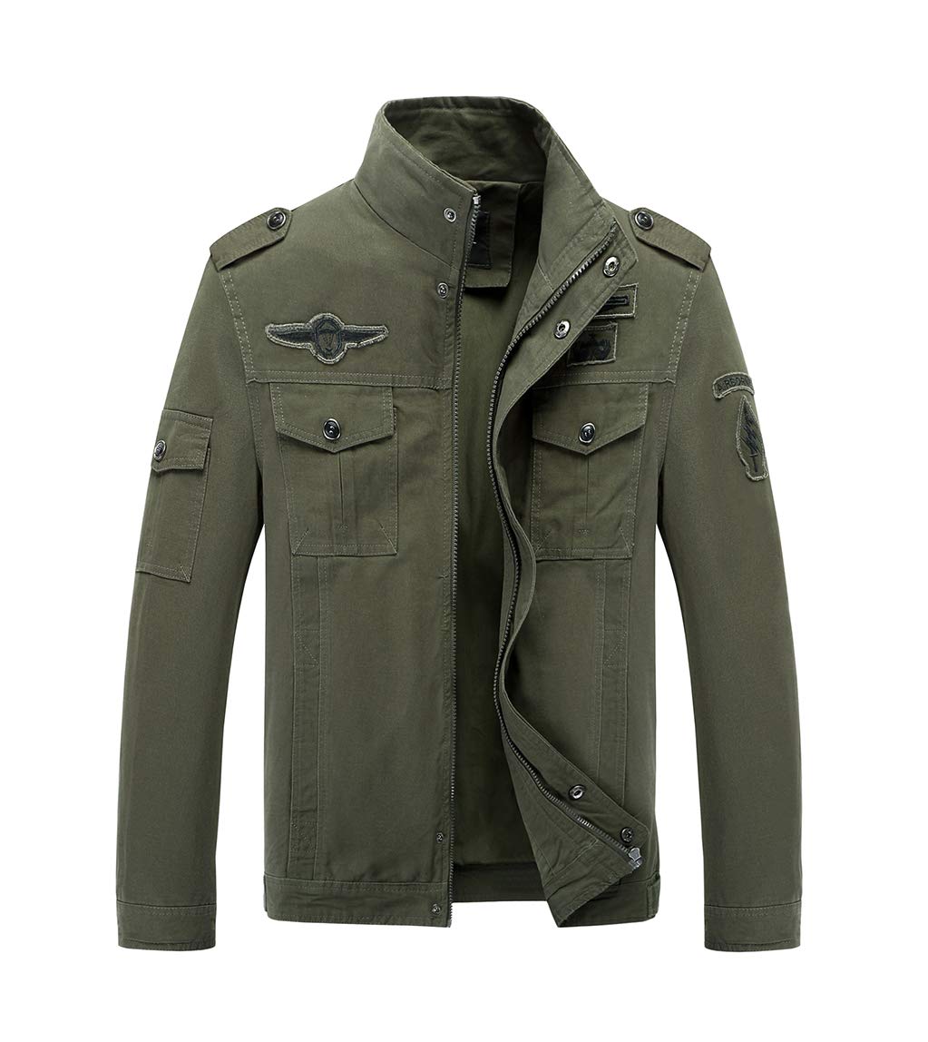 Chaqueta Militar Hombre Otoño Casual Abrigo Bomber Cazadora Slim Fit