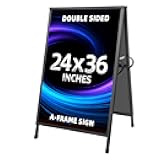 Yakpho Heavy Duty Slide-in Folding Sandwich Board A-Frame Sidewalk Sign 24x36 Inch Black Coated Steel Metal Double-Sided Pavement Sign (Frame only)