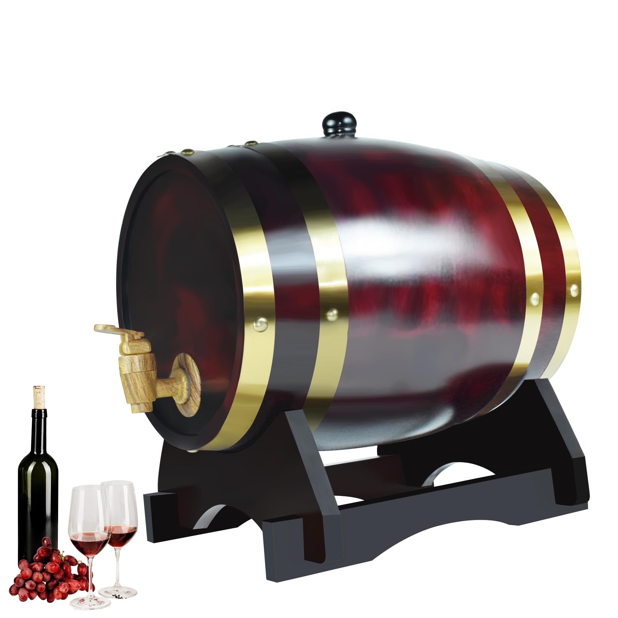 Rainbow_Road Dispenser per fusti di Whisky da 5 Litri in Legno, Decanter per Botti di Vino, Whisky Vino barile Oak Barrel Aging Whisky per Fusti per Vino, Birra e liquori, a Prova di perdite (Retro)
