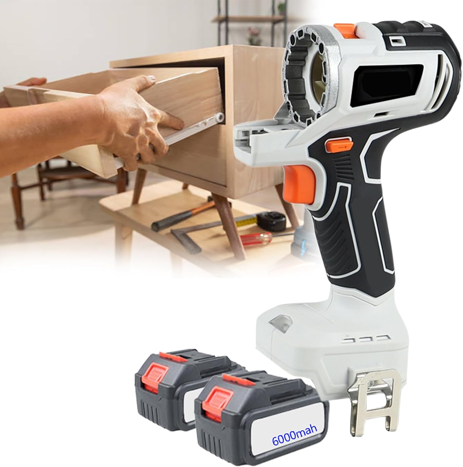 Multi-Functional Woodworking Tool Kit, 10 in 1 Cordless Power Tool Combo Kit, 2 x 6.0Ah Battery & Tool Box, Power Tool Combo Kits, for Homes and Gardens