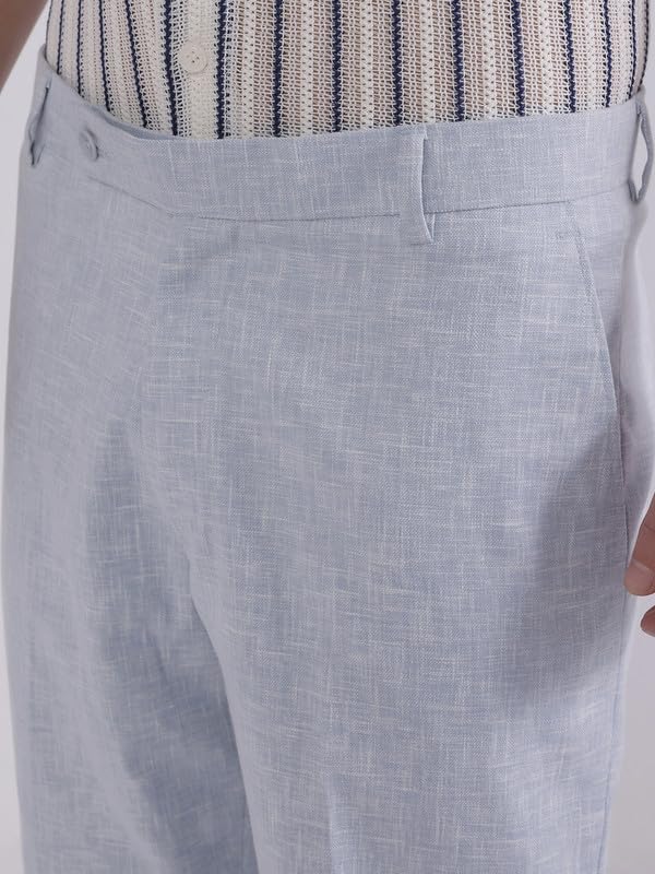 Image of TAHVO Men's Slim Fit Linen Tailored Trousers