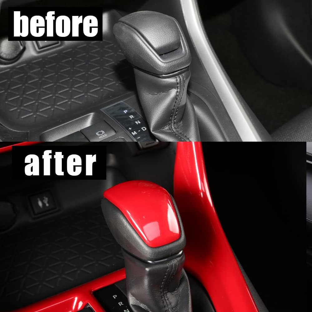 ERIDANUS Auto Accessories Fit for RAV4 2024 2023 2022 2021 2020 2019 Car Interior Gear Shift Knob Cover Trim (Glossy Red) ABS 1 PC