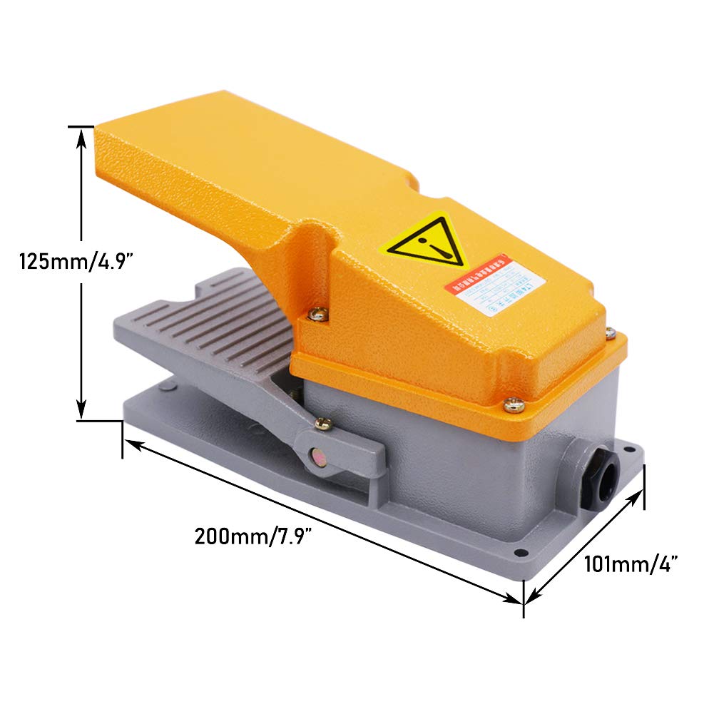 mxuteuk Elektrischer Fußpedalschalter 380V AC 15A Hochleistungs Momentaner Fußschalter SPDT NO NC Industrial Pedal Rutschfeste Aluminiumschale Fußschalter Pedalschalter LT-4