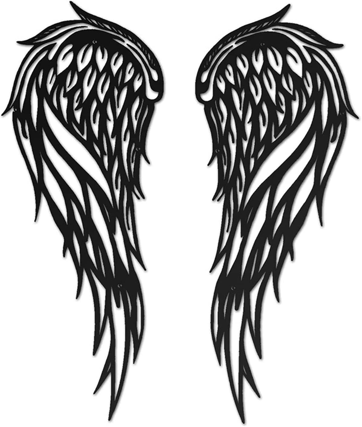 LMYSXAOZ Large Angel Wings Metal Wall Art, Black Sculpture, Silhouette, Home Décor for Bedroom Living Room Office,50cm