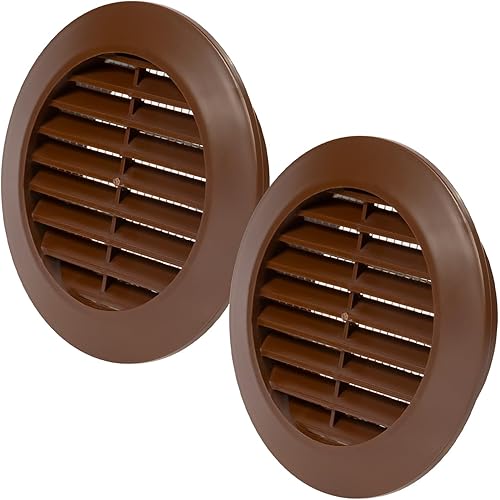Vent Systems 2.75" Inch Pack of 2 Brown Grille/Duct Door Air Register - Mini Circle - Ventilation Grille - Indoor Vent Grates - Bathroom, Cabinet, Garage Through The Door Vent Cover