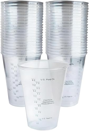 Comfort Axis Vaso medidor de plástico desechable graduado, 8 onzas, paquete de 100, transparente