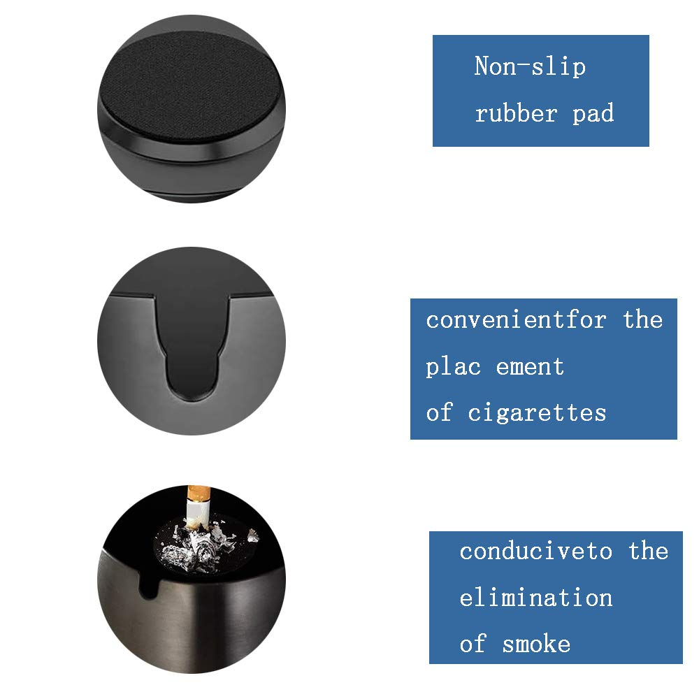 Posacenere Da Esterno Antivento - Acciaio Inox Con Coperchio, Per Tavolo, Bar E Giardino - Foto 4