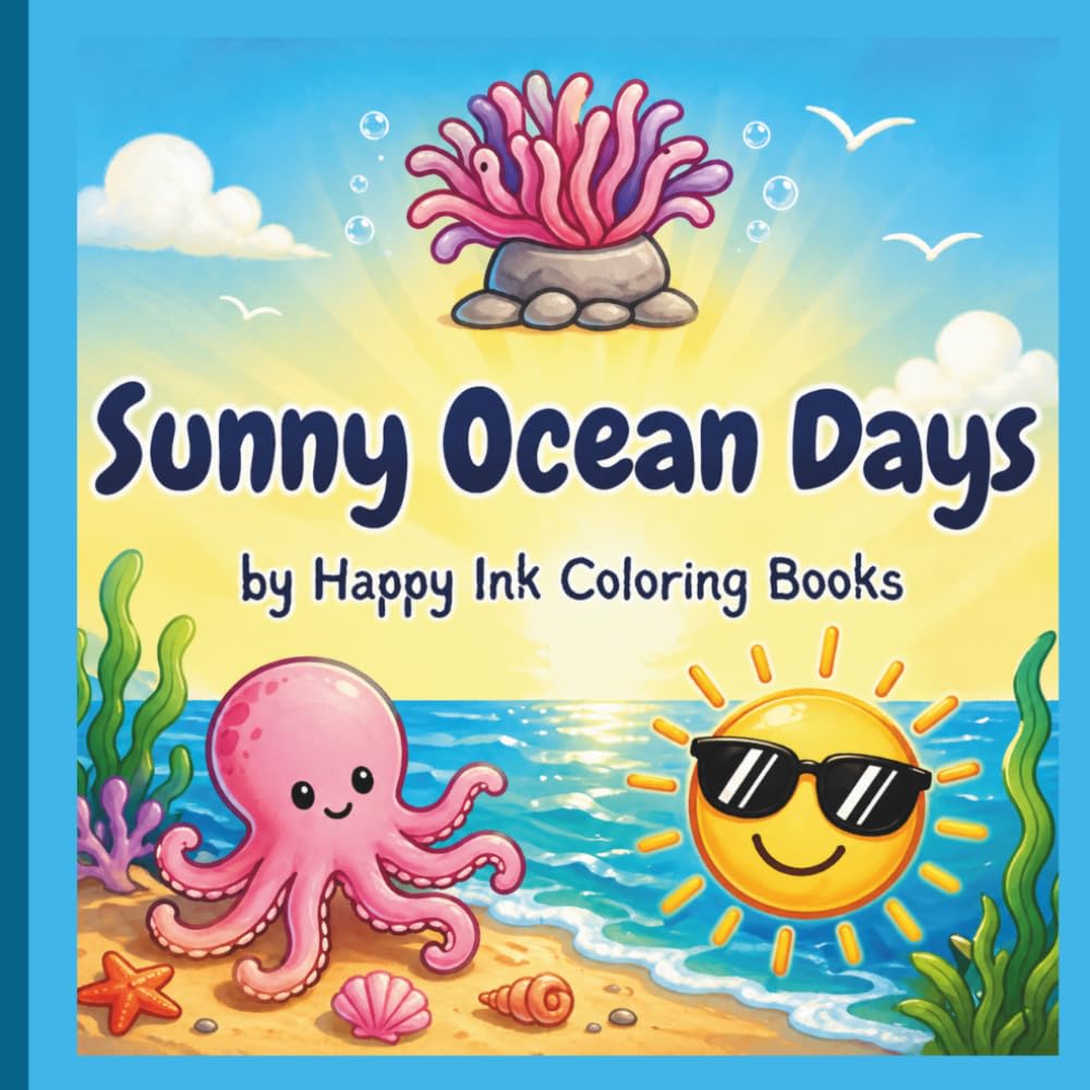 Sunny Ocean Days: Simple and fun Sea Life Coloring Book for Kids