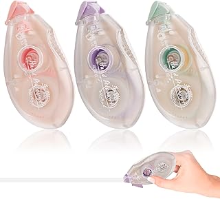 Glue Roller,3 Pcs Permanent Adhesive Glue Tape,6mx8mm Double Sided Tape,Cellotape Dispenser Transparent,Scrapbooking Accessories,Scrapbook Runner Tape for Crafting,Photo,Journal,Cards(Color Random)