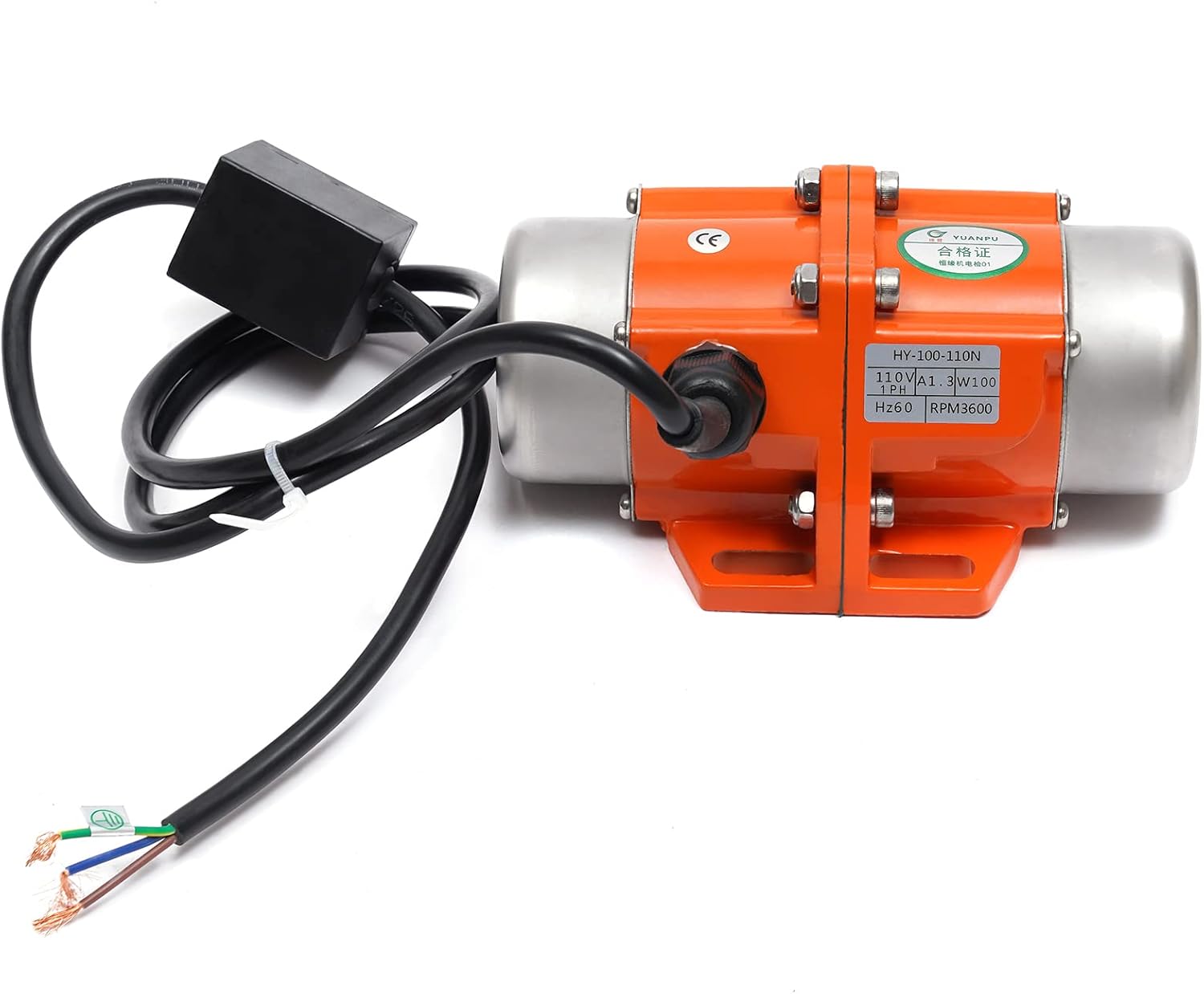 Concrete Vibrator Vibration Motor 1 Phase, AC Concrete Vibrator 110V Single Phase AC Electric Vibrating Motor Aluminum Alloy Case 3600rpm Asynchronous Vibration Motor for Shaker Table (100W)