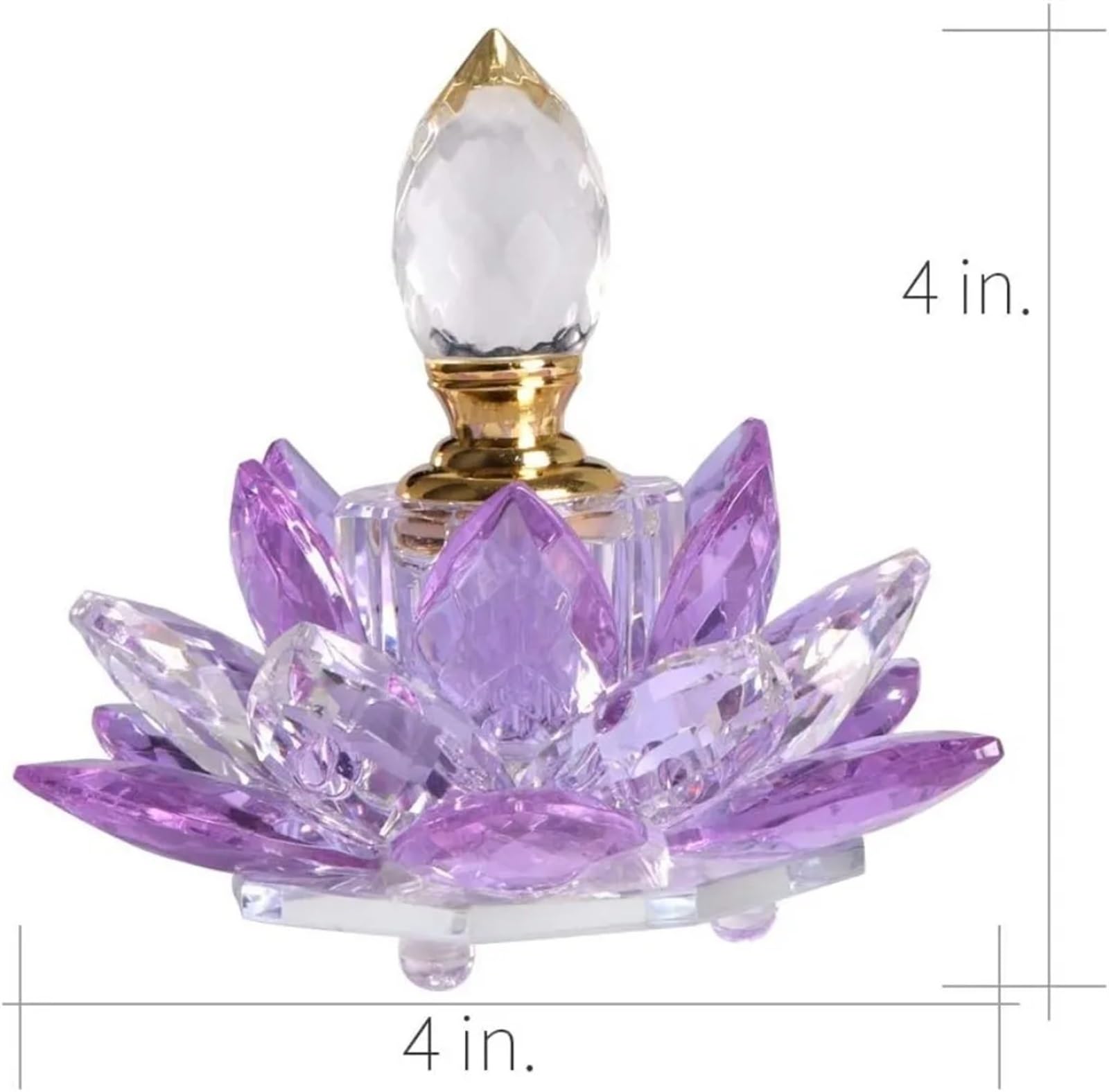 Antyczna butelka perfum, zabytkowa, napełnialna, kryształowa, fioletowa, pusta, kwiat lotosu, szklane figurki, prezent dla jej dziewczyny, żony, dekoracja domu