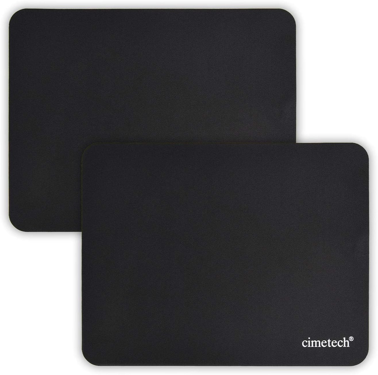 cimetech Comfortable Mouse Pad Gaming Surface Superfine Fiber Smooth Silk Sensors Wipe Washable for Laptop Computer (Normal 2PCS, Black)
