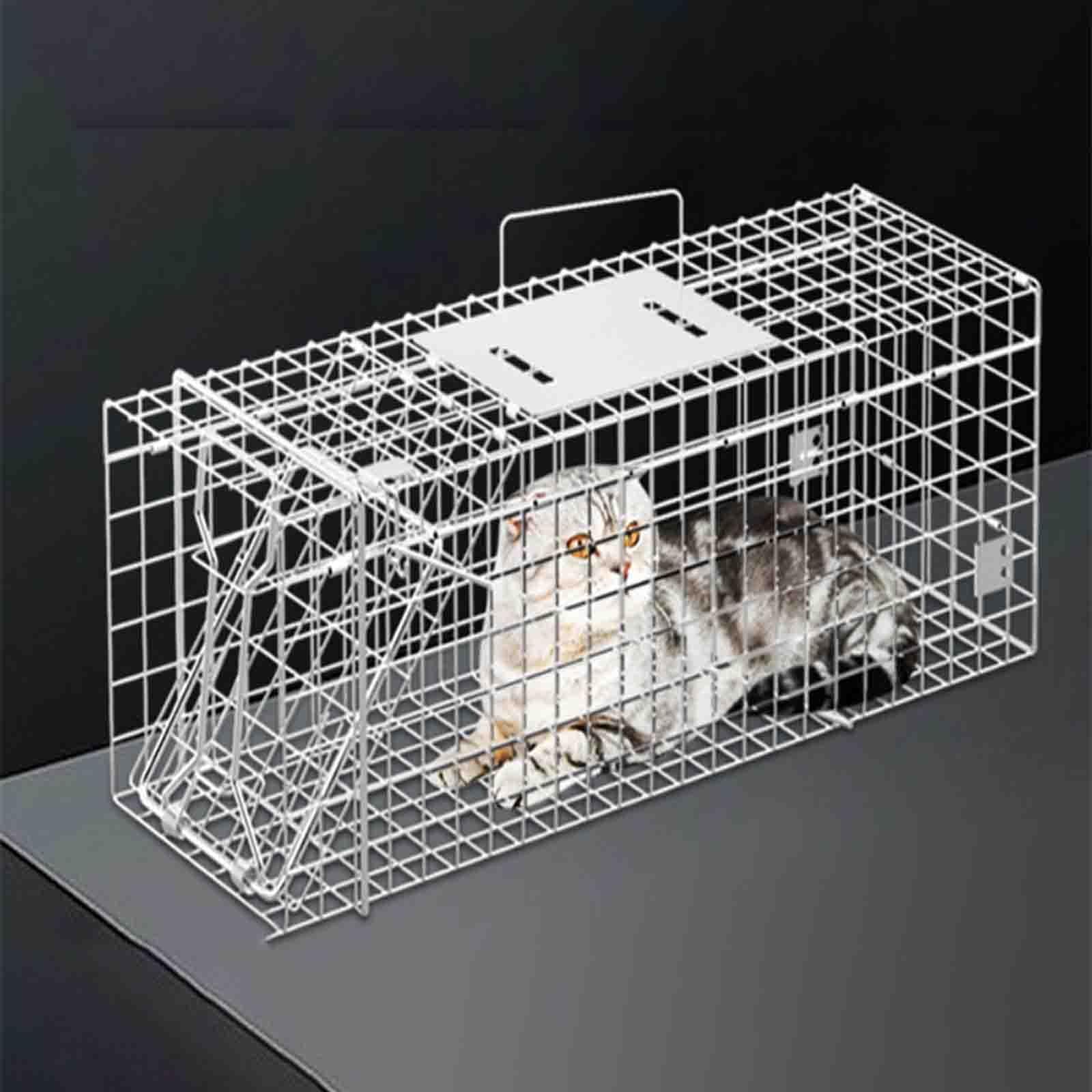 Las trampas para gatos monteses, trampas para animales pequeños y trampas para gatos callejeros se pueden plegar y utilizar en granjas, jardines y huertos familiares (79 * 30 * 32 cm) ( 79 * 30 * 32