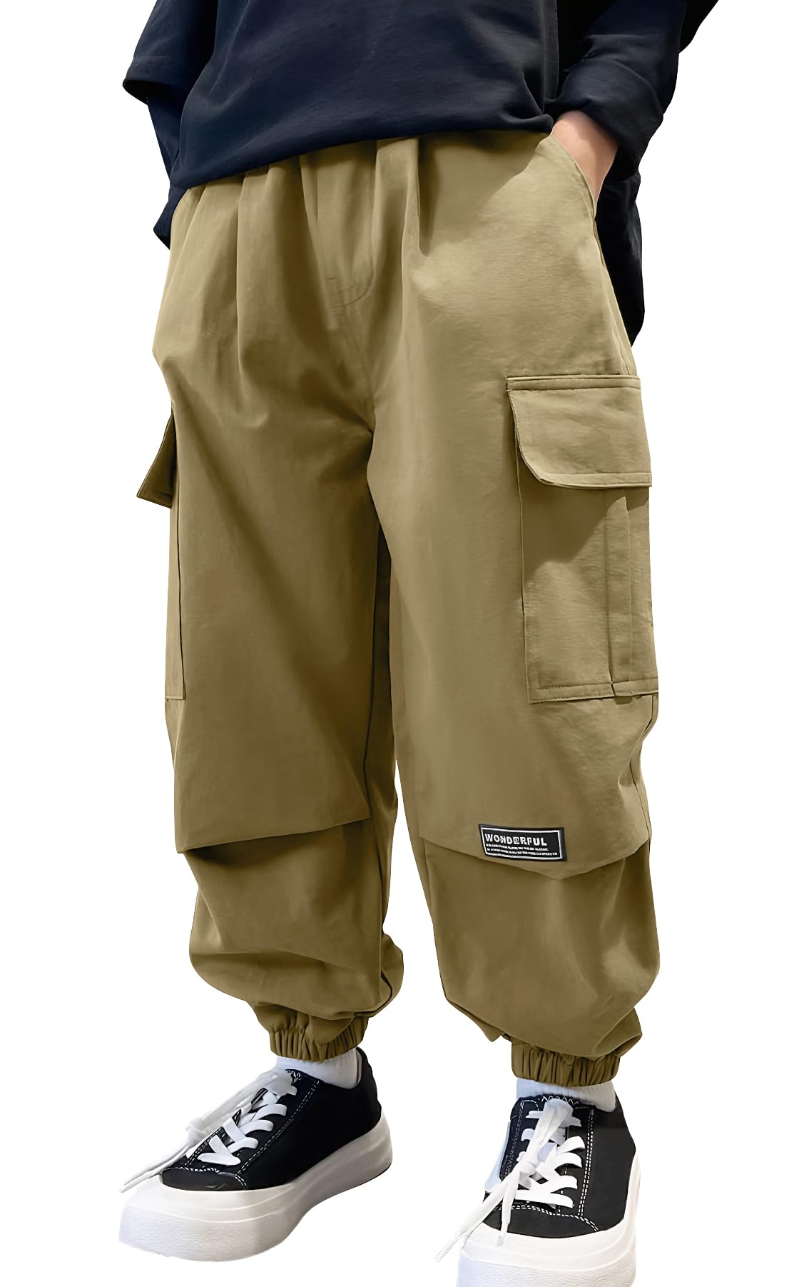 Pantalon baggy cargo enfant garçon Happy Cherry style ample streetwear hip hop