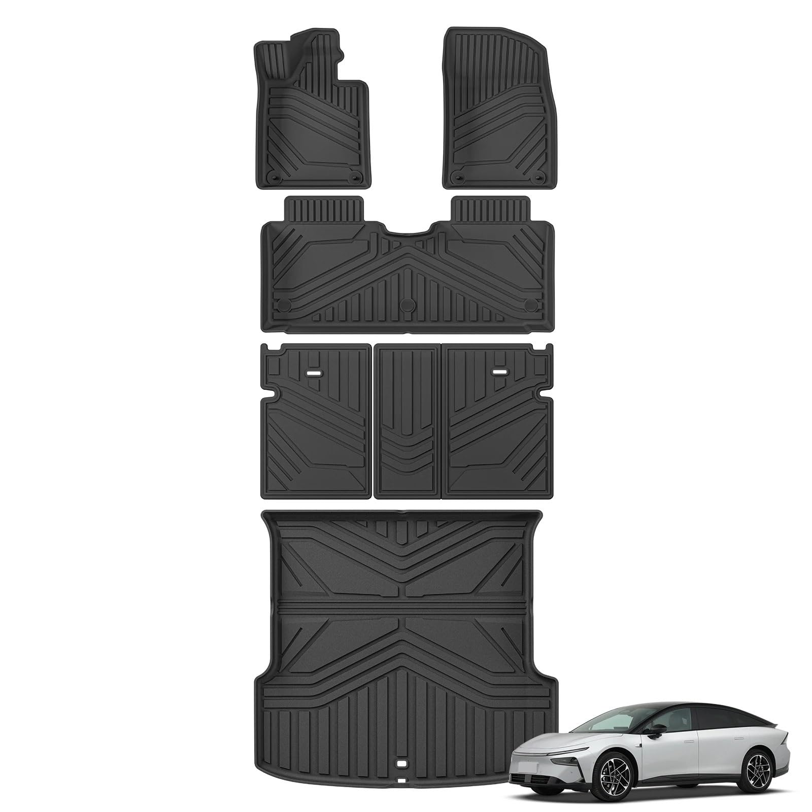 maty samochodowe Do dywaników podłogowych Xpeng P7+ 2024 | Do podkładki do bagażnika Xpeng Cargo Liner Akcesoria do wnętrza samochodu CZARNY(LHD 4PCS)