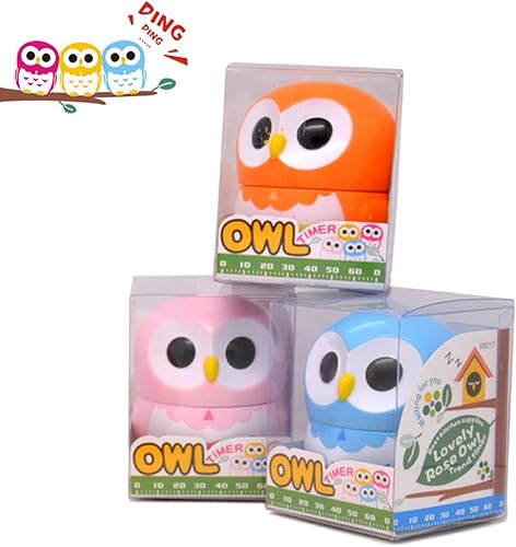 Miniatura 7 de Cute Owl Maquinaria de cocina Temporizador de cocción de alimentos, temporizador de 60 minutos (rosa)