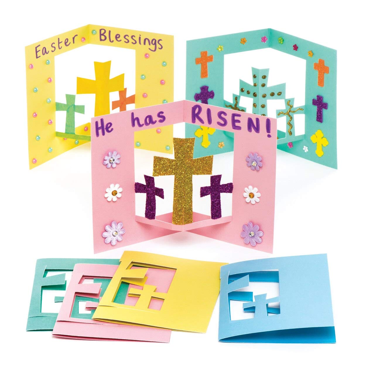 Baker Ross Cross Pop Out Cards - Pack of 8, Easter Crafts for Kids (AW293)