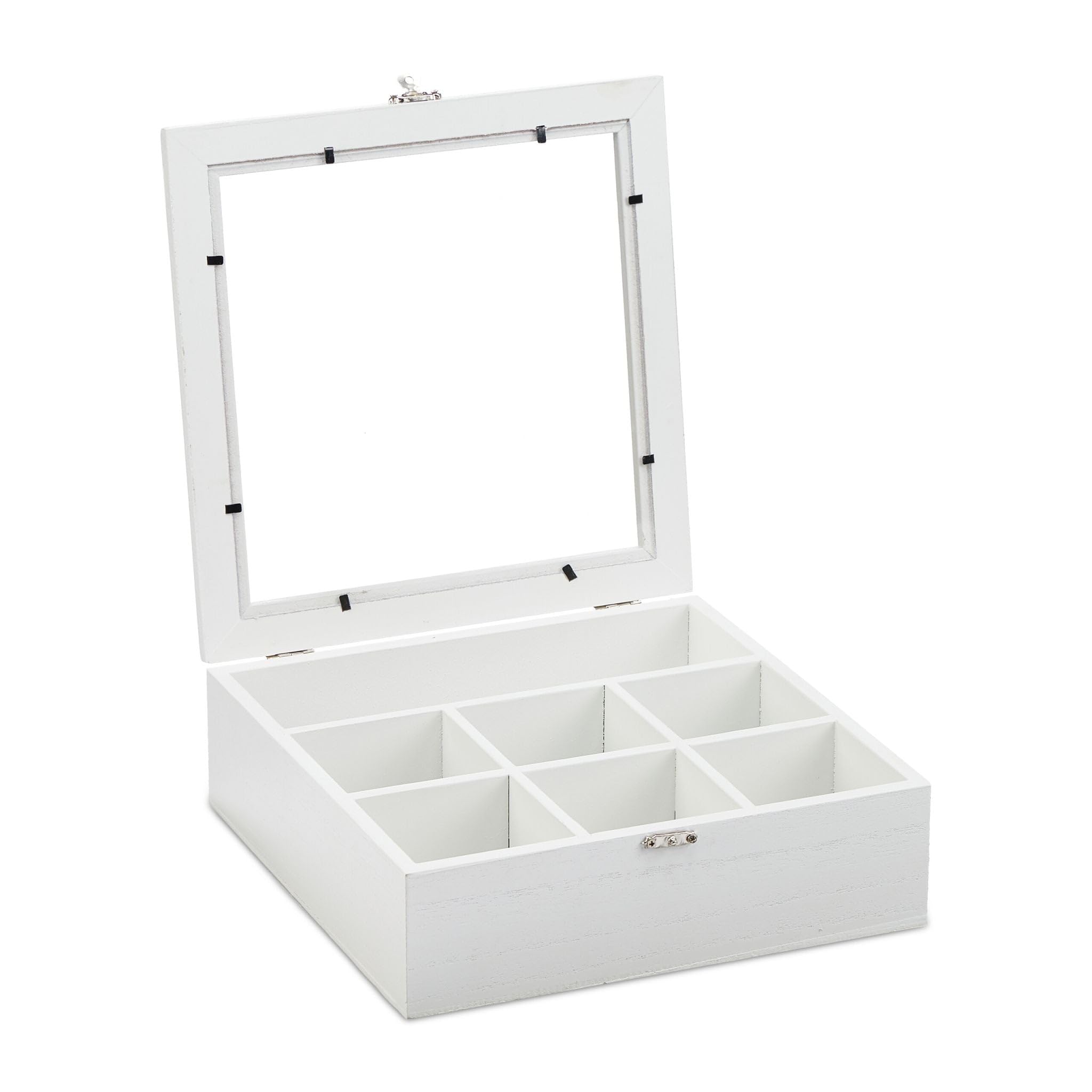 Helloshop26 Organisierte Teebox mit Sichtfenster 8 x 25 x 25,5 cm aus MDF Holz 13_0008703