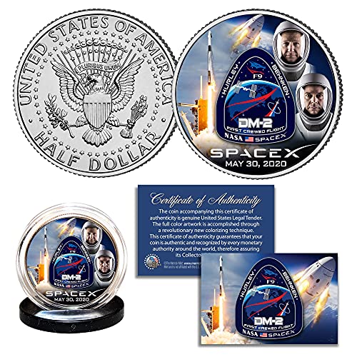Merrick Mint Space X Astronauts Falcon 9 Rocket Carrying First Crew JFK Kennedy Half Dollar Coin