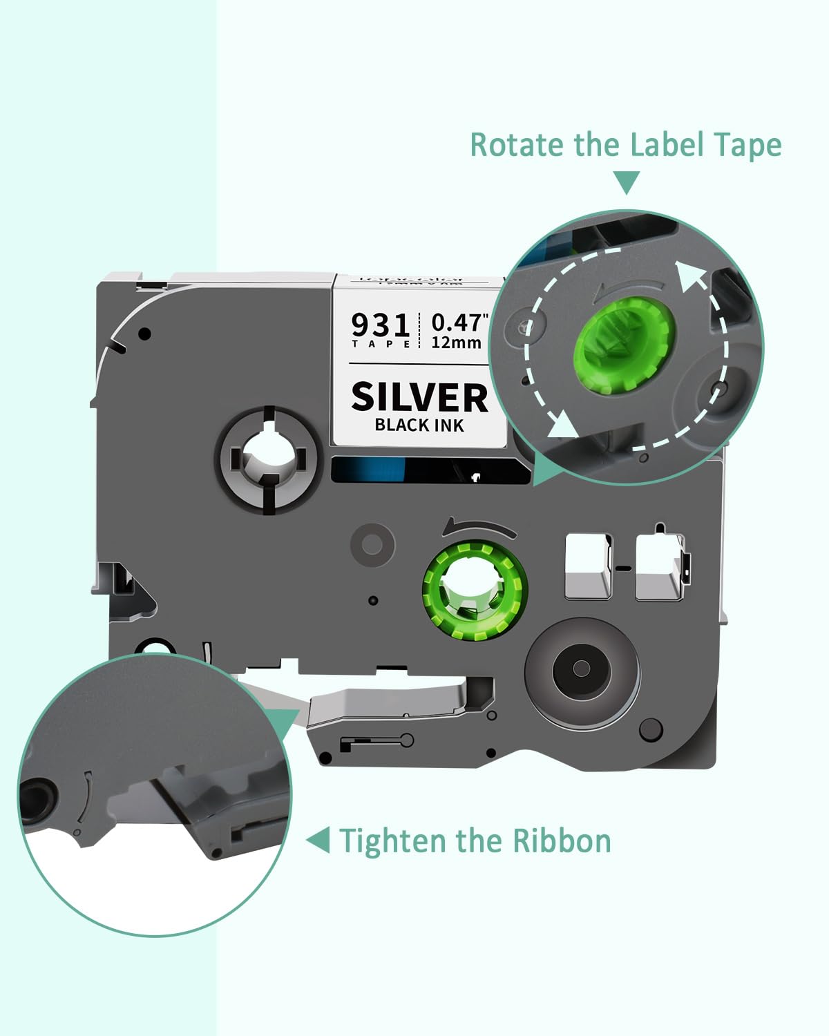 Paquete de 6 cintas laminadas blancas de 12 mm compatibles con Brother Tze-231 Tze-931 Tze-831 Tze-233 Tze-334 Tze-335 P Touch Tape Tze Tz de 12 mm de color para PTH110 PTD220 PTD210 PTD44 00
