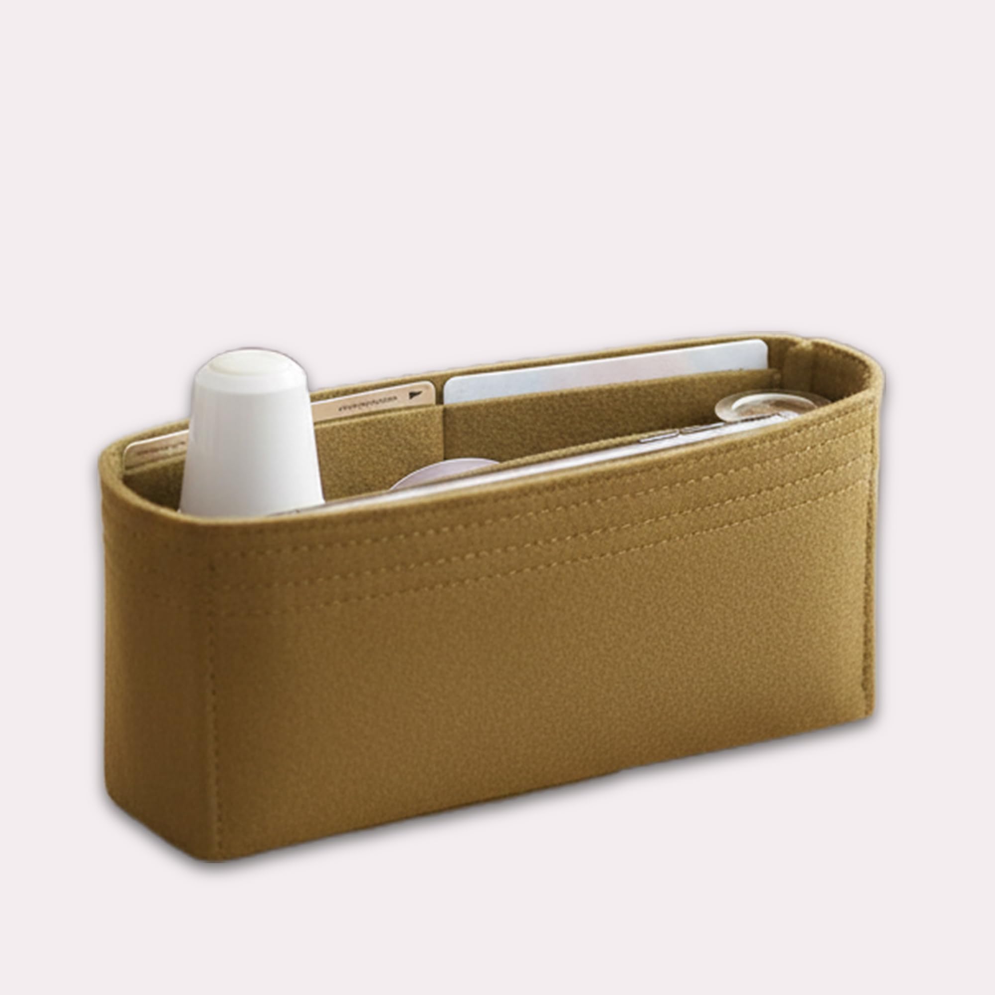 SYUTAM Women Felt Fabric Purse Organizer Inserts for Ladies Shoulder Handbag, Tote, Hobo Bag & Purse Divider, Multiple Storage Compartment (Beige) (9x2x4.3) (Size - Small MG)