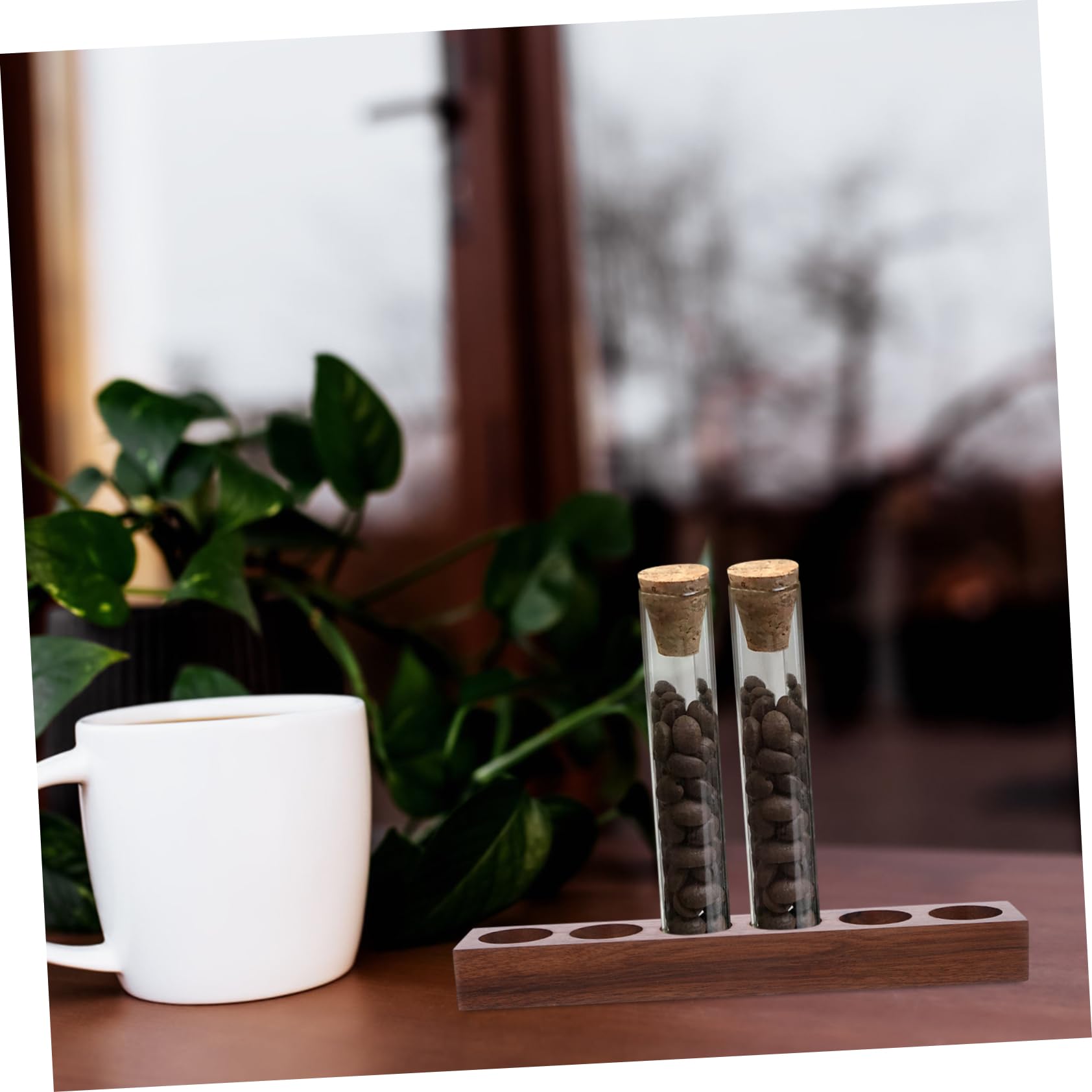 Cabilock Supporto Per Provette in Legno Per Chicchi Di Caffè 5 Pezzi Robusto E Versatile Espositore Per Provette