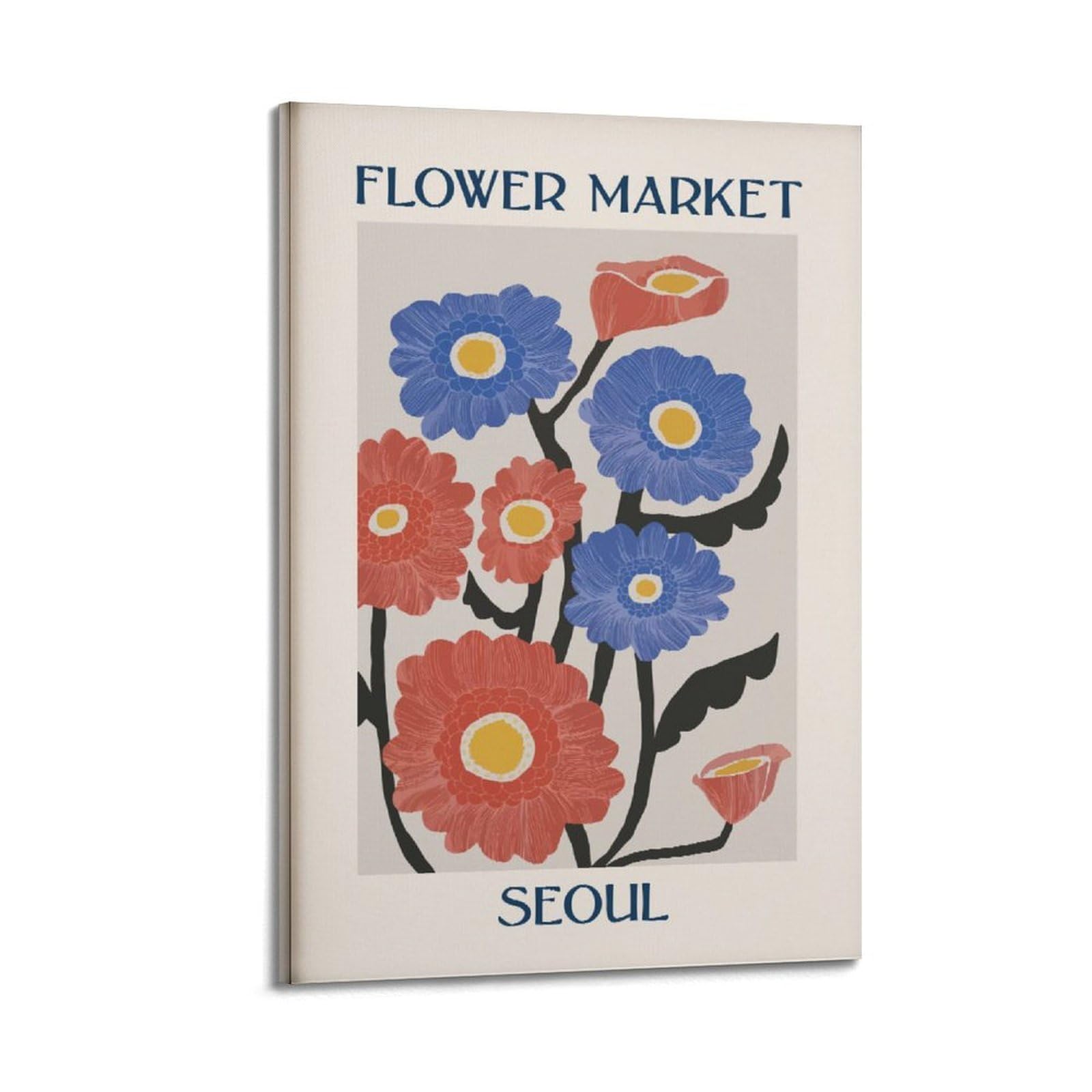 xiaoxiaoshen Seoul Flower Market Botanical Canvas Poster Wall Art Prints Room Aesthetic Murals Bedroom And Living Decorations 24x36inch(60x90cm)