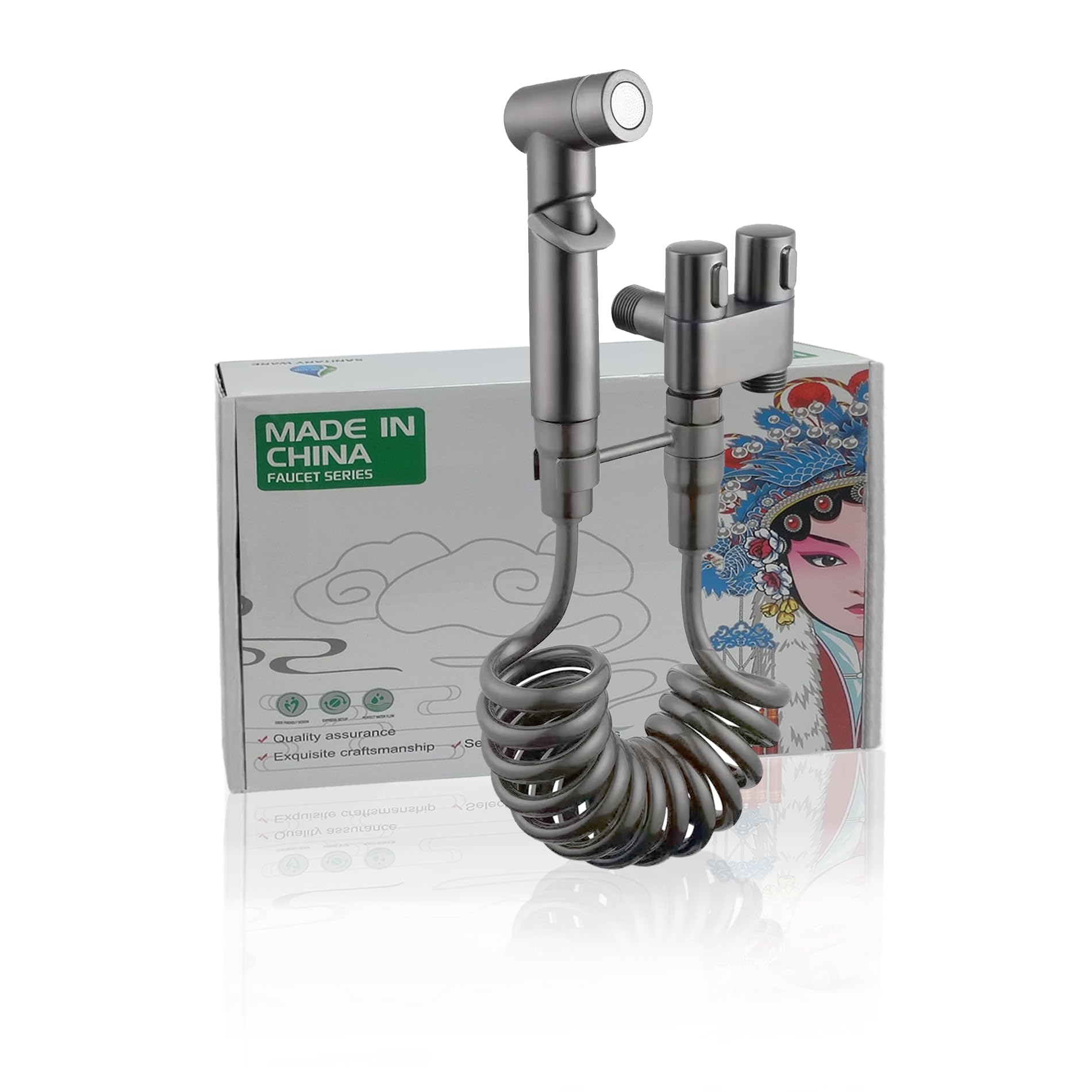 Juego de rociadores de bidé, ducha portátil, accesorio de bidé para inodoro del Reino Unido, ducha de bidé con manguera extensible de 2 m y pulverizador de válvula de control doble (Grey-T)