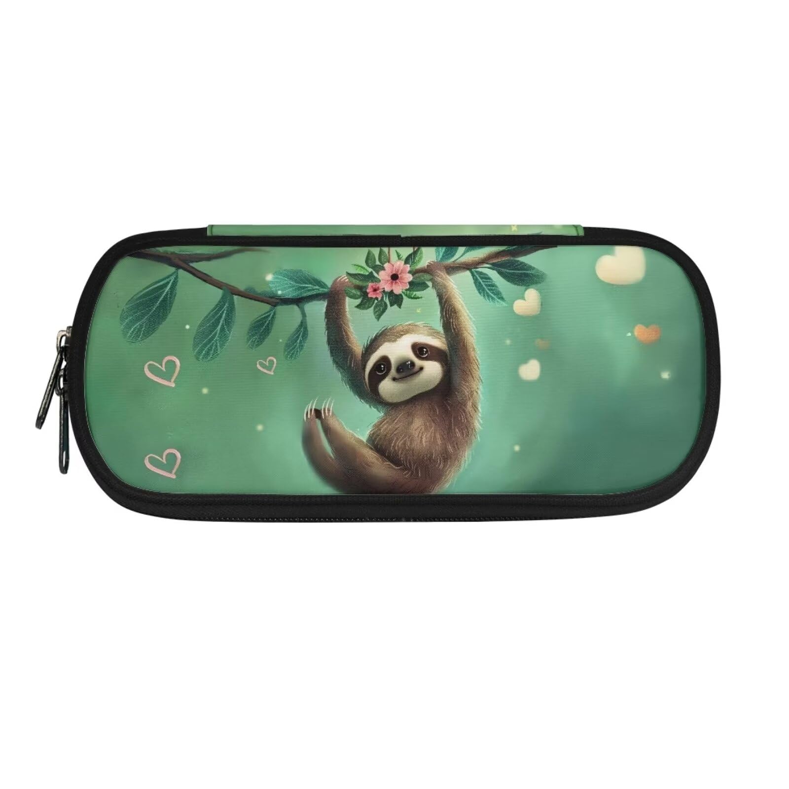 Renewold Cute Sloth Heart Pattern Pen Pencil Case Large Capacity Pencil Pouch Holders Storage Bag with Pen Slots for School Office College Outdoor Study Stationery Box Organizer Desk Supplies