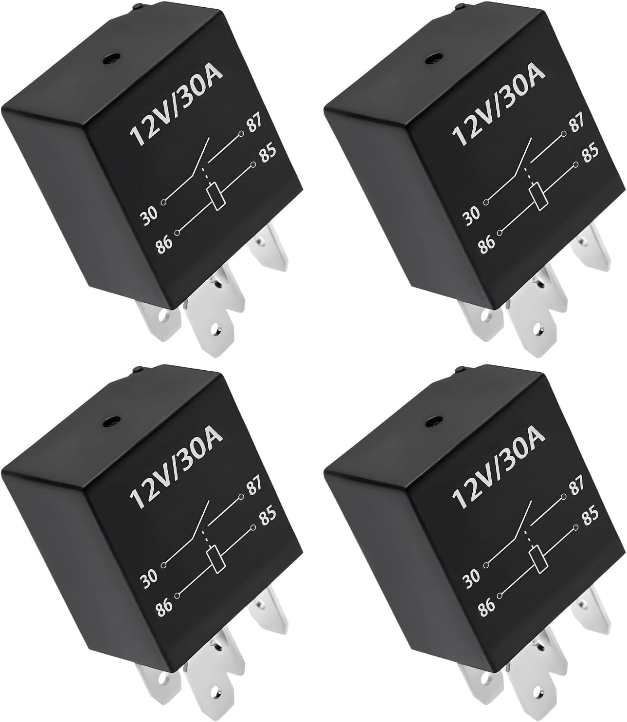 Ohleats 4-Pack 12V 30A 4-Pin Heavy Duty Waterproof Automotive Relays - Universal Car Motor Relay Replacement