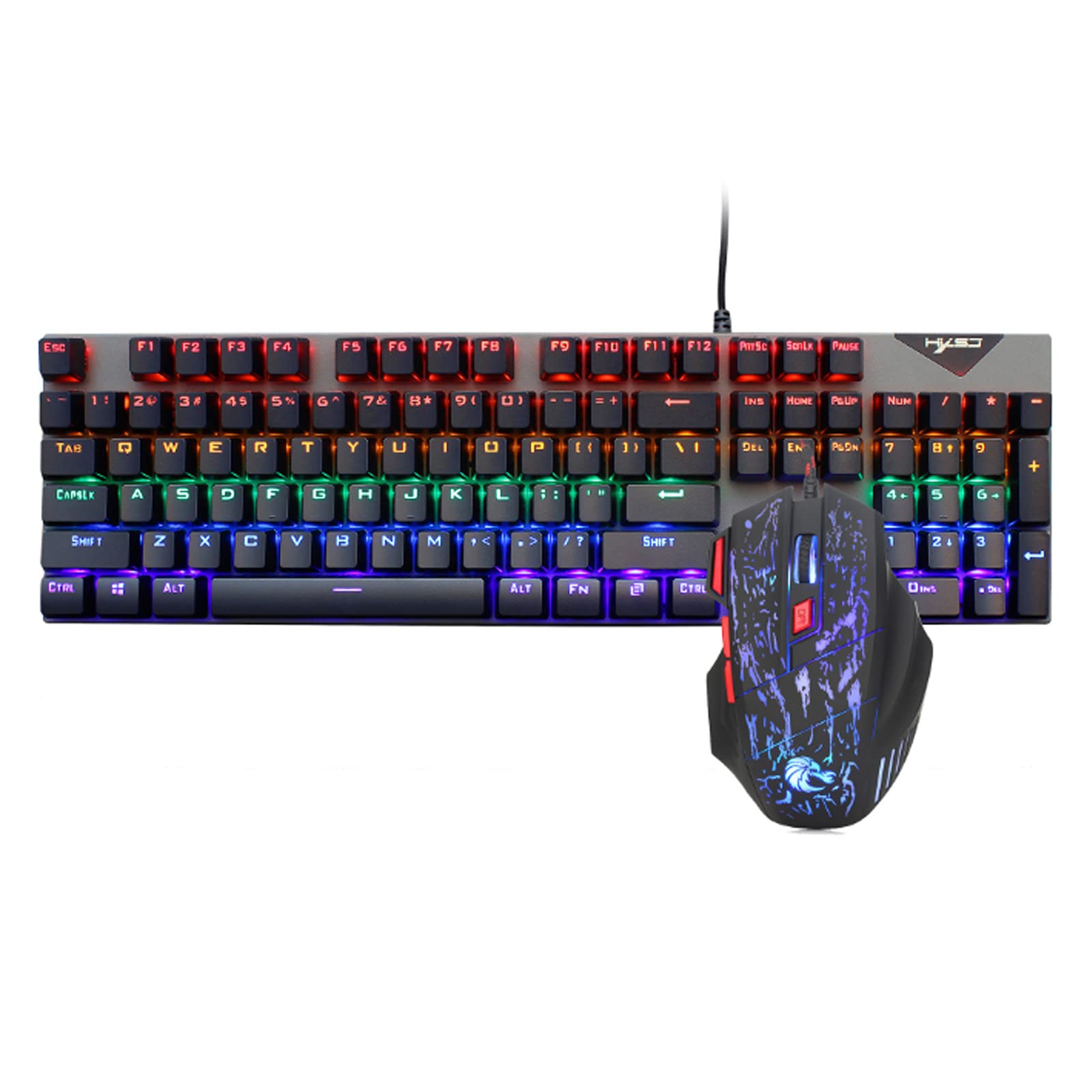 Buy Gaming Keyboard and Mouse Combo, 104 Keys Blue Switch Rainbow