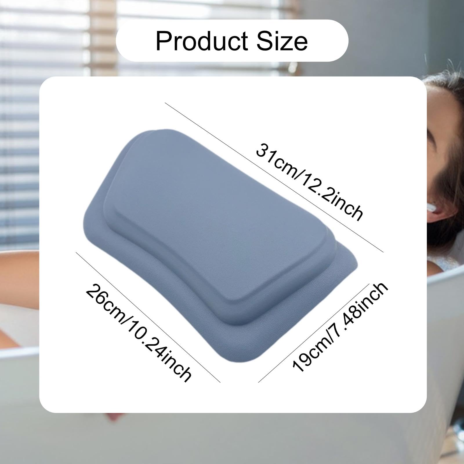 Cuscino Vasca Da Bagno Ergonomico Poggiacollo Morbido PU Accessorio Vasca con Ventose Sostegno Testa Adatto per Spa Casa Relax, Blu