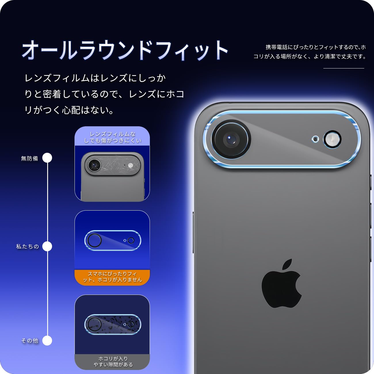 さ*中様 iPhone Air 本体　純正カバー、ガラスフィルム、カメラ保護付き ガラスザムライ iPhone Air カメラフィルム ガラスフィルム 全面保護