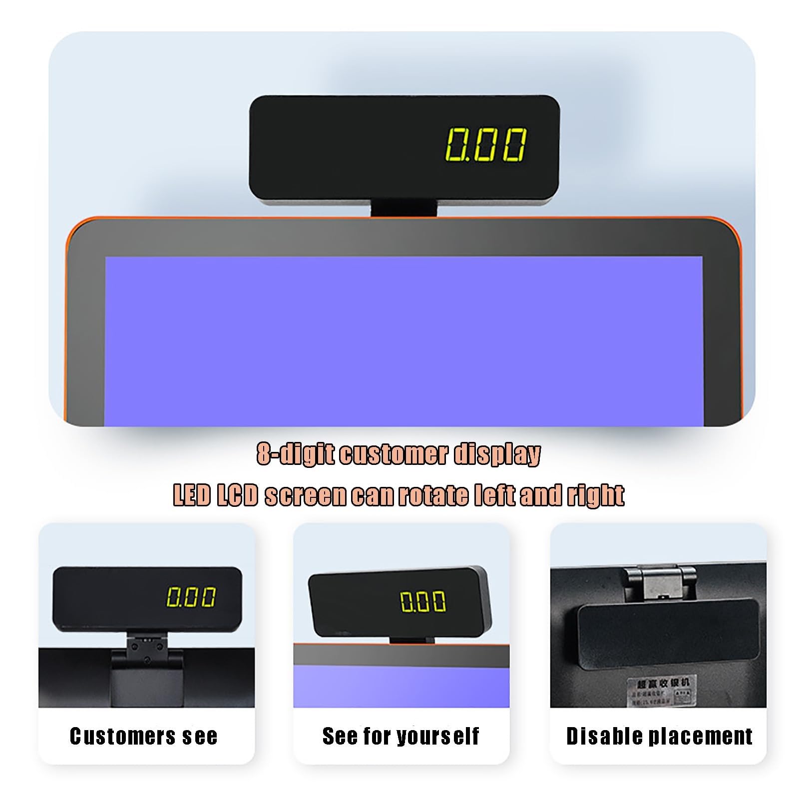 Ekran dotykowy LCD, 8-cyfrowy terminal kasowy, inteligentny terminal POS ze zintegrowaną drukarką, przenośny skaner i szuflada na gotówkę, system punktów sprzedaży detalicznej