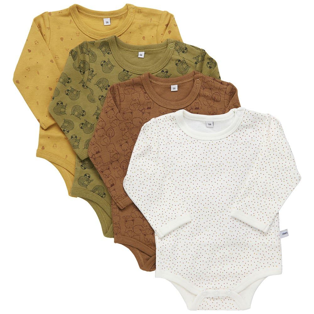 Pippi made with love Unisex Baby Body Ls Ao-printed (4-pack) Formender Body (4er Pack)
