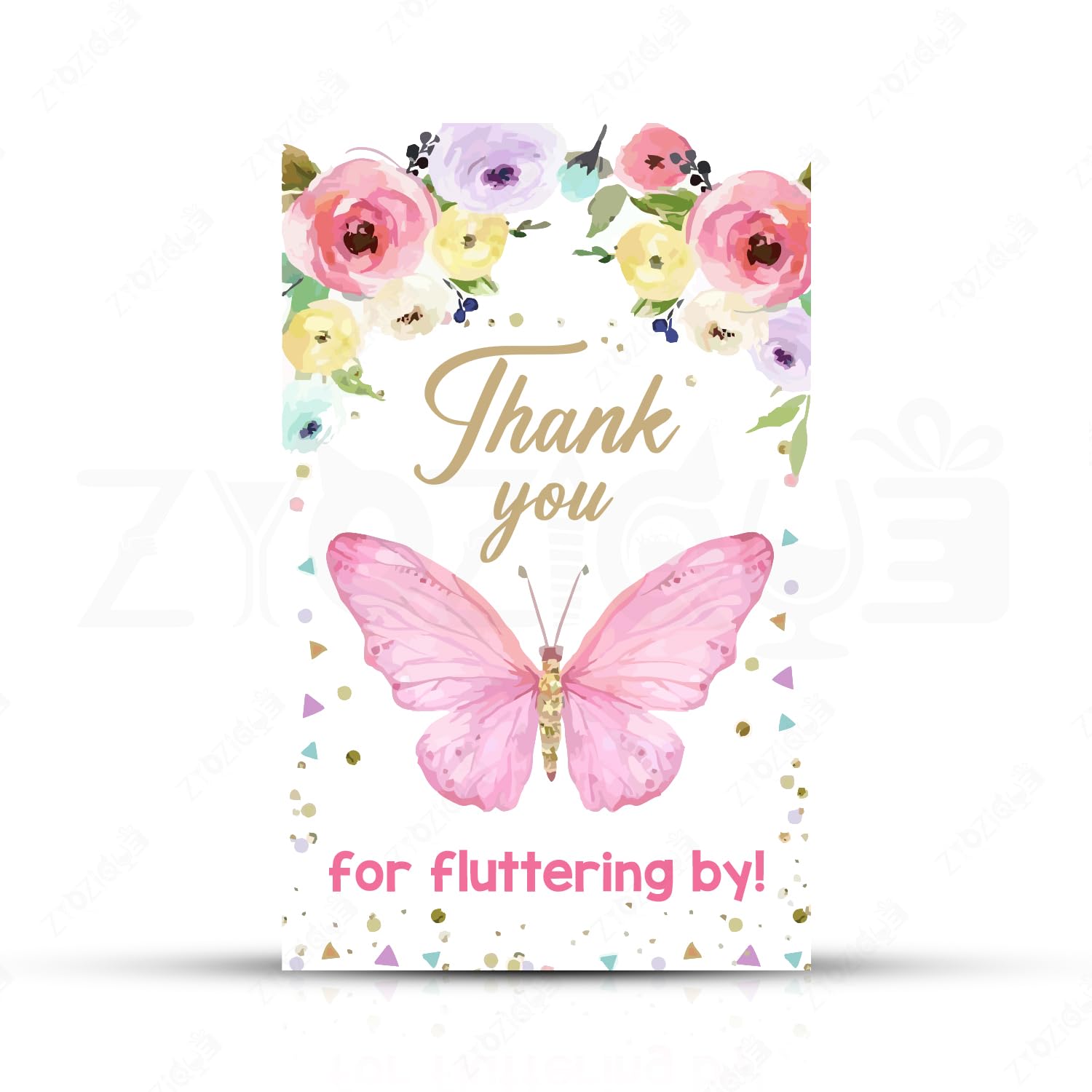 Zyozique® Butterfly Theme Thank You Tag, Thank You Label Cards, Cards for Thanks Giving Favor, Thank You Tags for Coming, Kids Birthday, Wedding, Baby Shower Party Decorations Tags (Pack of 30)-image-33
