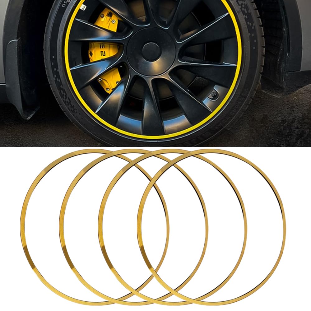 4Pcs Aluminum Alloy Car Wheel Protector for Corvette C8 Cabriolet Convertible Cabrio 2019-2023 15-22'' Wheel Rim Protector Decor Ring Anti-Scratch Tire Rim Guard Wheel,Gold-16inch
