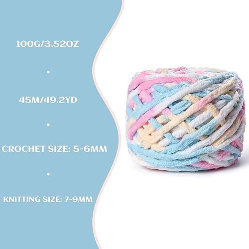 Vista 118 de Paquete de 3 hilos gruesos de felpilla de felpa de 3.53 onzas (49.2 yardas), hilo de terciopelo esponjoso para tejer y hacer ganchillo, hilos de 3