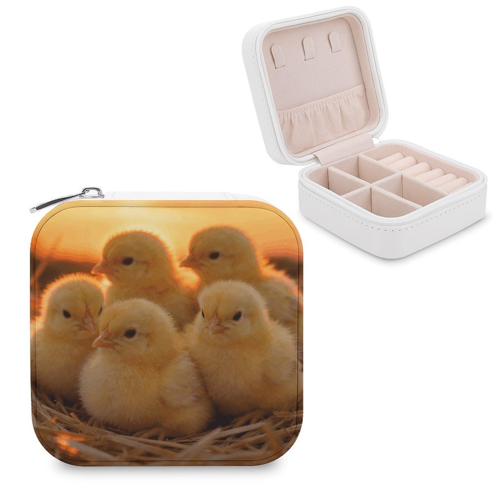 VstaDank A Brood of Chickens Jewelry Box Beautiful Portable Ring Boxes Cute Large-Capacity Jewelry Case Jewelry Organizer for Mothers Gifts for Earrings Rings Hand Bracelet