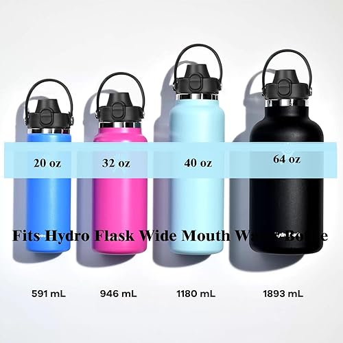Miniatura 7 de SYACOT Tapa de boquilla automática para botellas de agua deportivas de boca ancha, tapa de repuesto compatible con HydroFlask de boca ancha de 12,