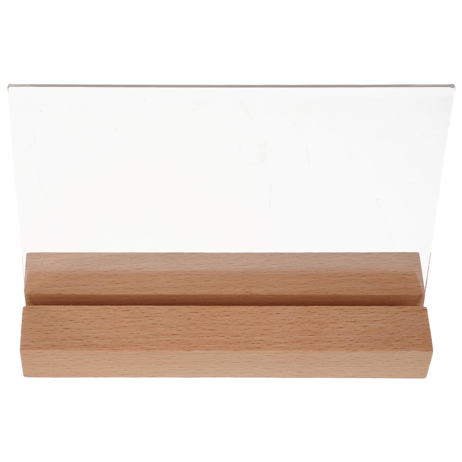 Uonlytech 5 Soportes para Carteles de Mesa de Acrílico y Madera, Soporte Transparente para Menú con Uso Versátil y Fácil Mantenimiento, Adecuado para Restaurantes y Oficinas