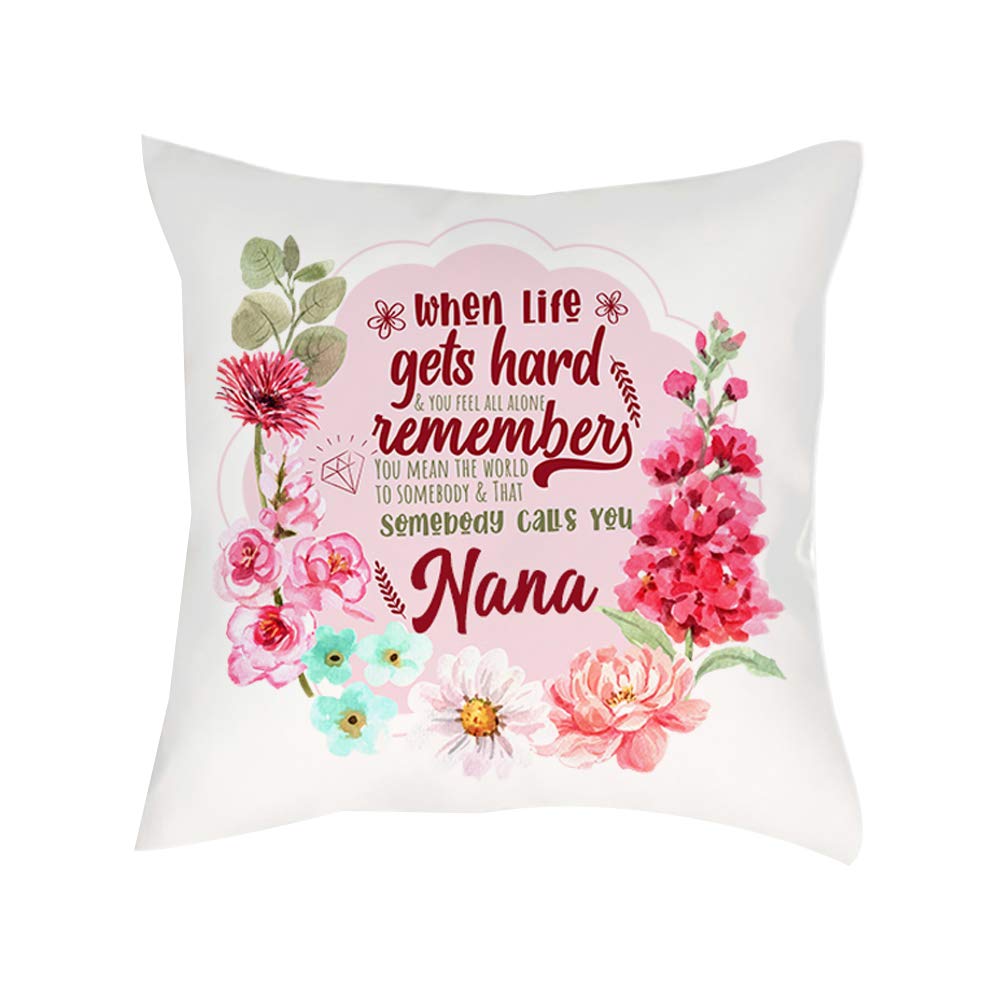 Giftme Satin Cover Nana Cushion Cover You Mean The World To Somebody That Calls You Nana Mothers Day Birthday Floral Gift Throw Pillow Cover (Satin Cover)