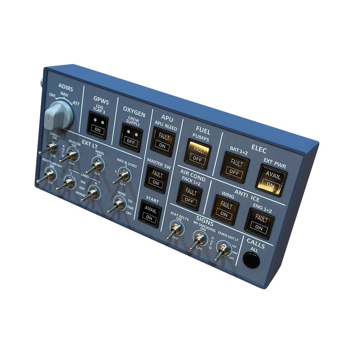 Rowsfire A106 Pro A32X Panneau supérieur (édition rétroéclairée) pour MSFS 2020/2024, compatible avec Windows Flight Sim Home Cockpit, alimenté par USB, compatible avec Mobiflight