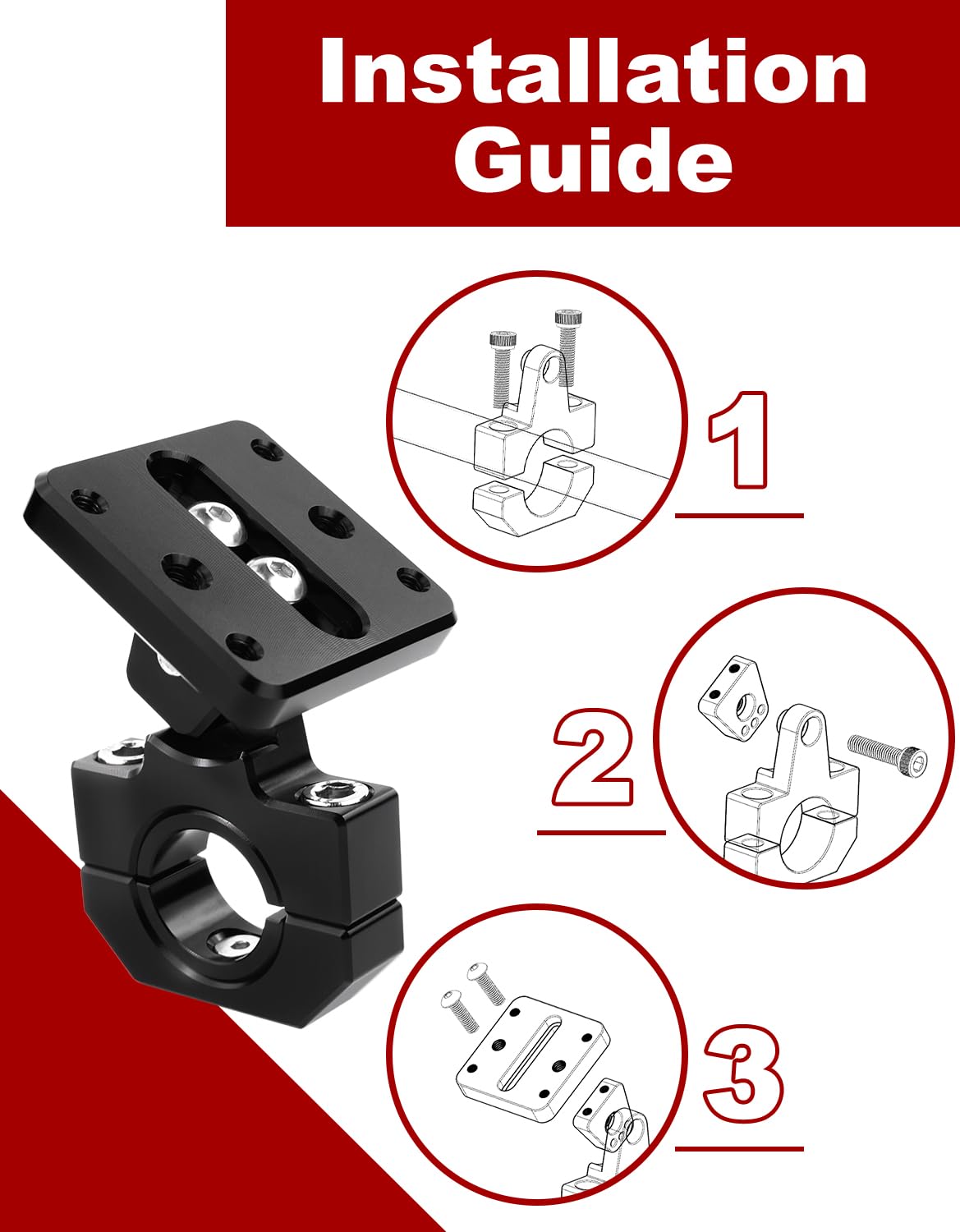 7/8" 1 1/8" GPS Holder Handlebar Mount Fit for CB500X MT-10 FZ-10 Z1000 GSR750 SV1000 Tenere 700 Tiger 1200 XR GSF500 G310GS R1200R F650GS Monster CNC GPS Navigator Mount Handle Bar Bracket - 5