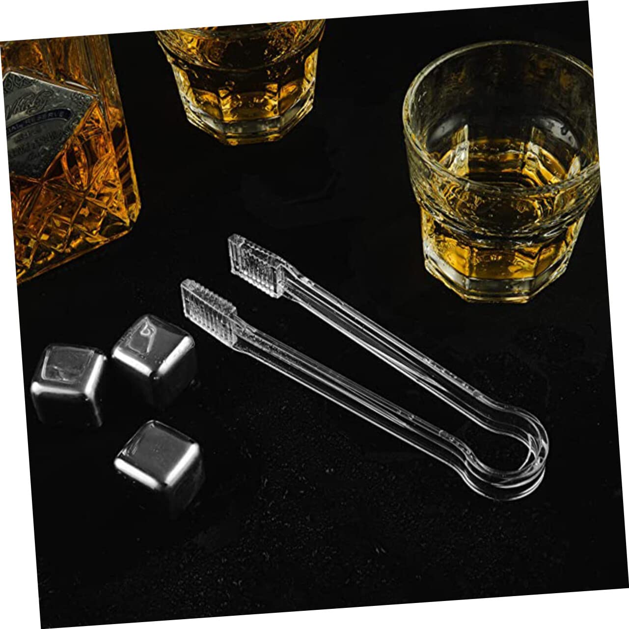 Alipis Antiscivolo in Pinze per Ghiaccio Acrilico Trasparente Cubetti e Sicure 10 Pezzi Design da Usare Bar, Caffè e Dolci