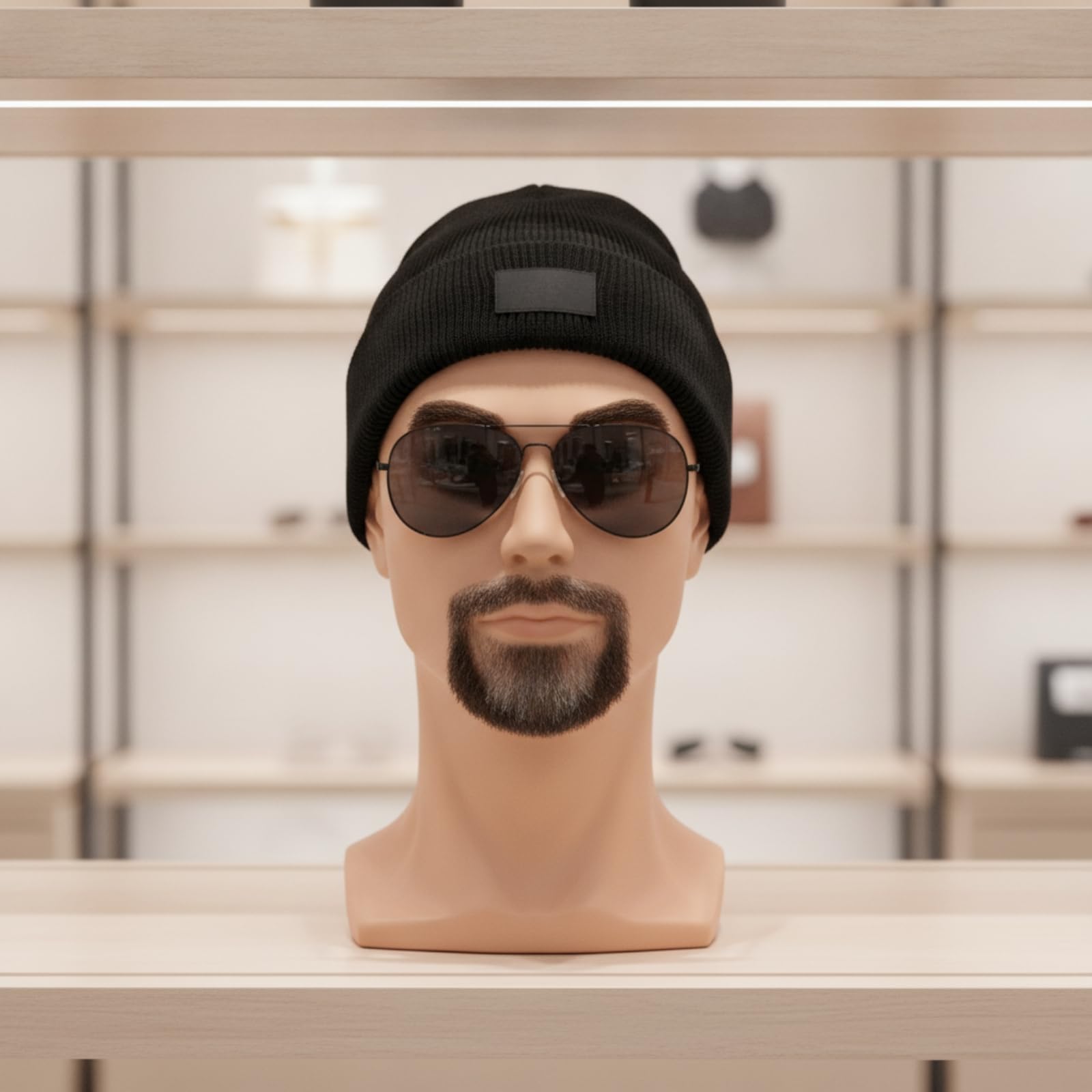 Bart Übungskopf Mannequinkopf Trainingskopf Friseurkopf mit Realistischer Männerbüste Und Bartauflage aus PVC mit Sicherem Stand für Salon Werkstatt Schulraum, L30T-O-Bart
