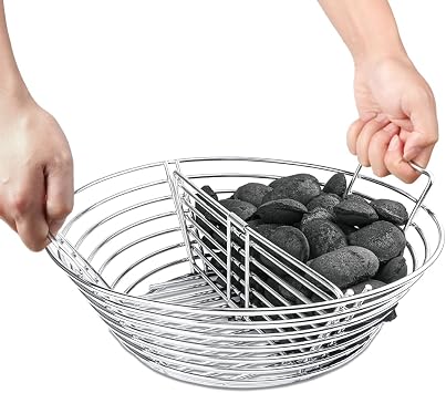 The Accessories for Big Green Egg, Ash Charcoal Basket for Large BGE, Parts for Big Green Egg, Stainless Steel Grill Ash Baskets for The LargeL BGE and Kamado the Joe Classicwith Divider
