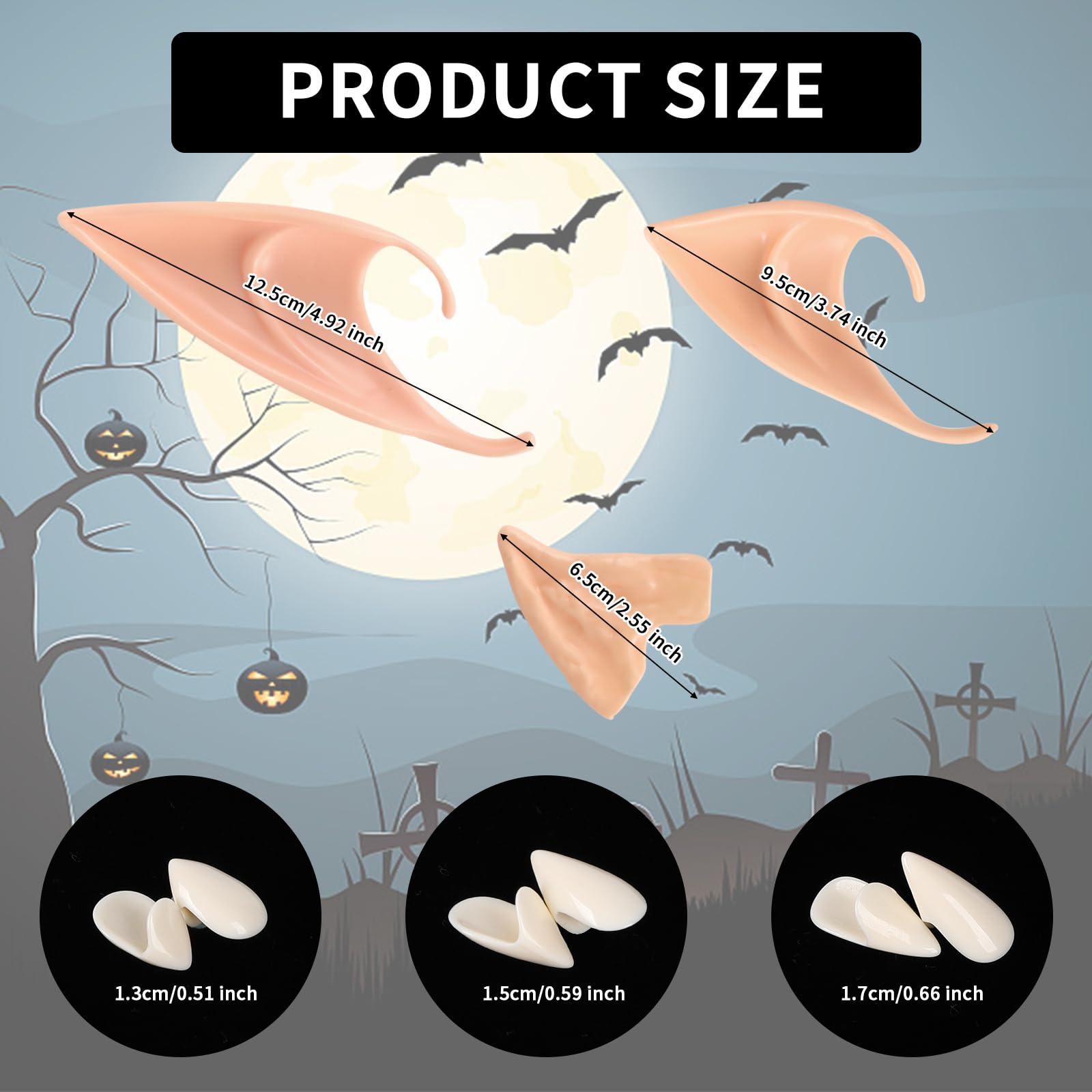 Orecchie Da Elfo E Denti Da Vampiro - 4 Paia Per Cosplay, Halloween E Feste - Foto 6